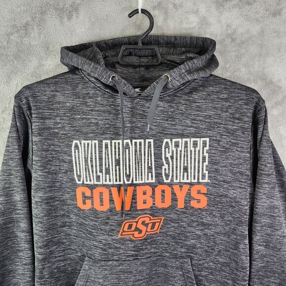 Men's Heather Gray Oklahoma State Cowboys Hooded Sweatshirt Colosseum Size L - Picture 4 of 12